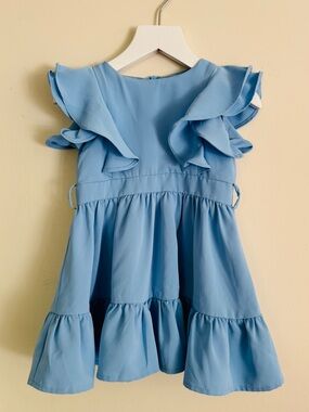 Girls Light Blue Ruffle-Tiered Formal Dress